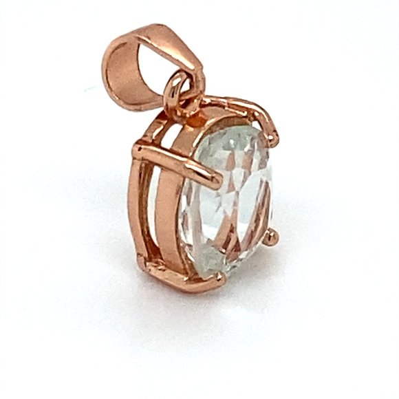 Aquamarine 1.30ct Rose Gold Finish Silver Pendant - Picture 3 of 7